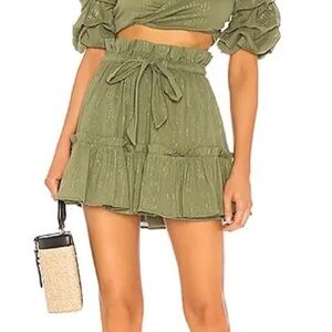 Charlie Mini Skirt in Jade Green Stripe